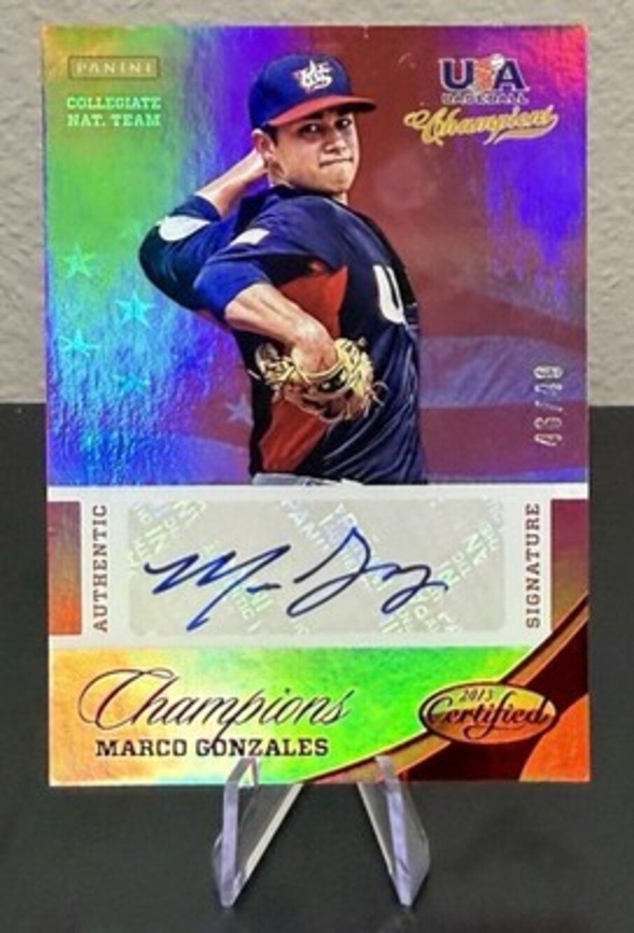 Panini 2013 USA Baseball Champions Marco Gonzales Auto #10 Certified /49